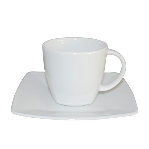 Weiße Kirsten Kaffeetasse und Untertasse mit Druckoption